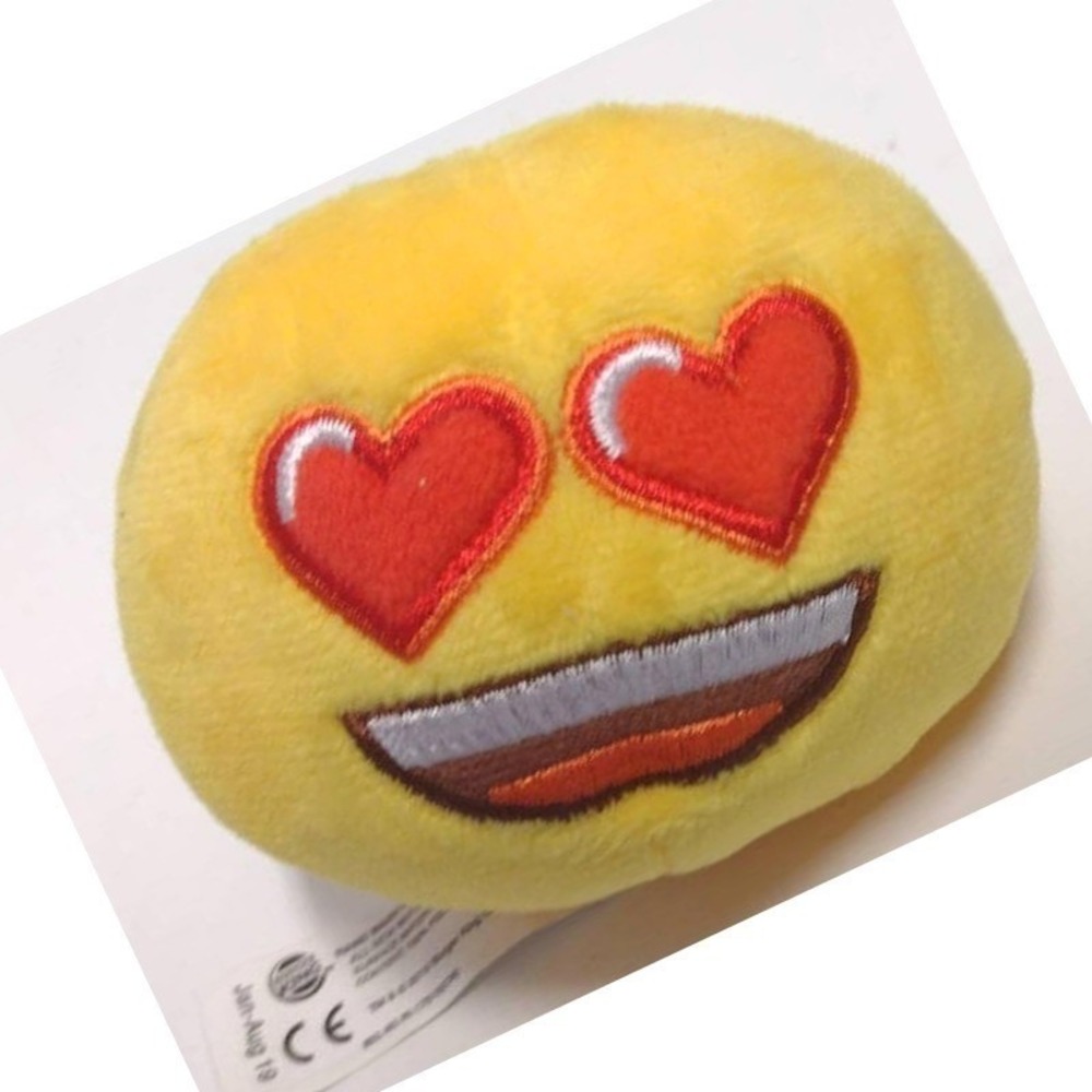Emoji Brand Smiley Love Face Emoticon Stuffed Plush Toy Throw Ball Yellow 3"